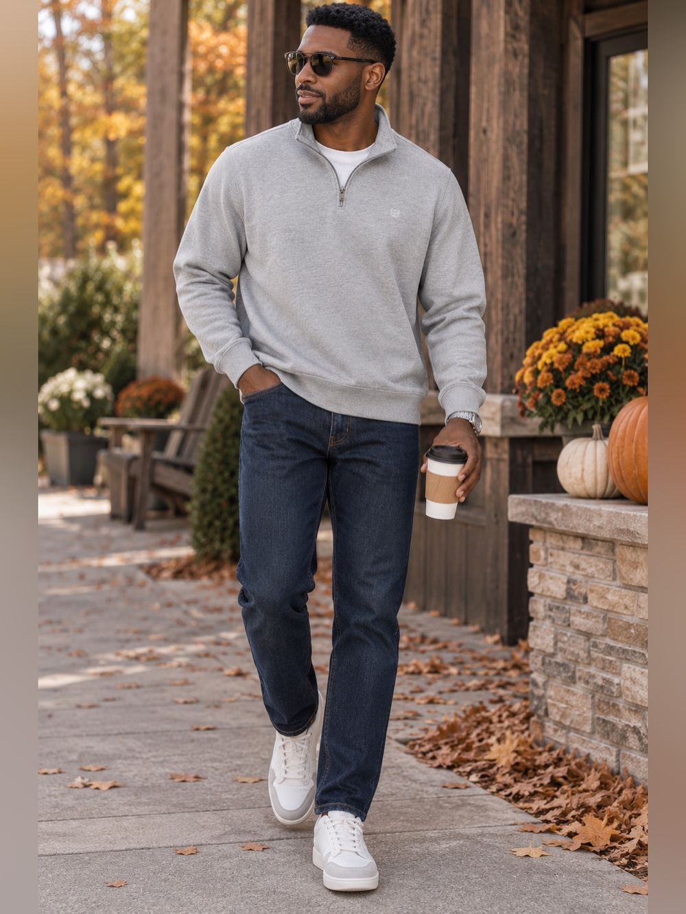 Chaps Everyday Fleece Gray Quarter Zip Pullover Sweatshirt Men’s XXL Like New